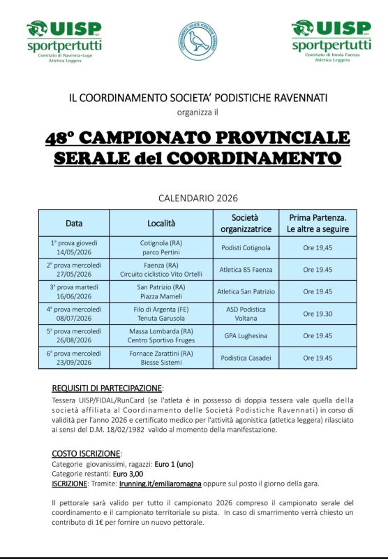 Cotignola 1a Prova Campionato Provinciale Coordinamento